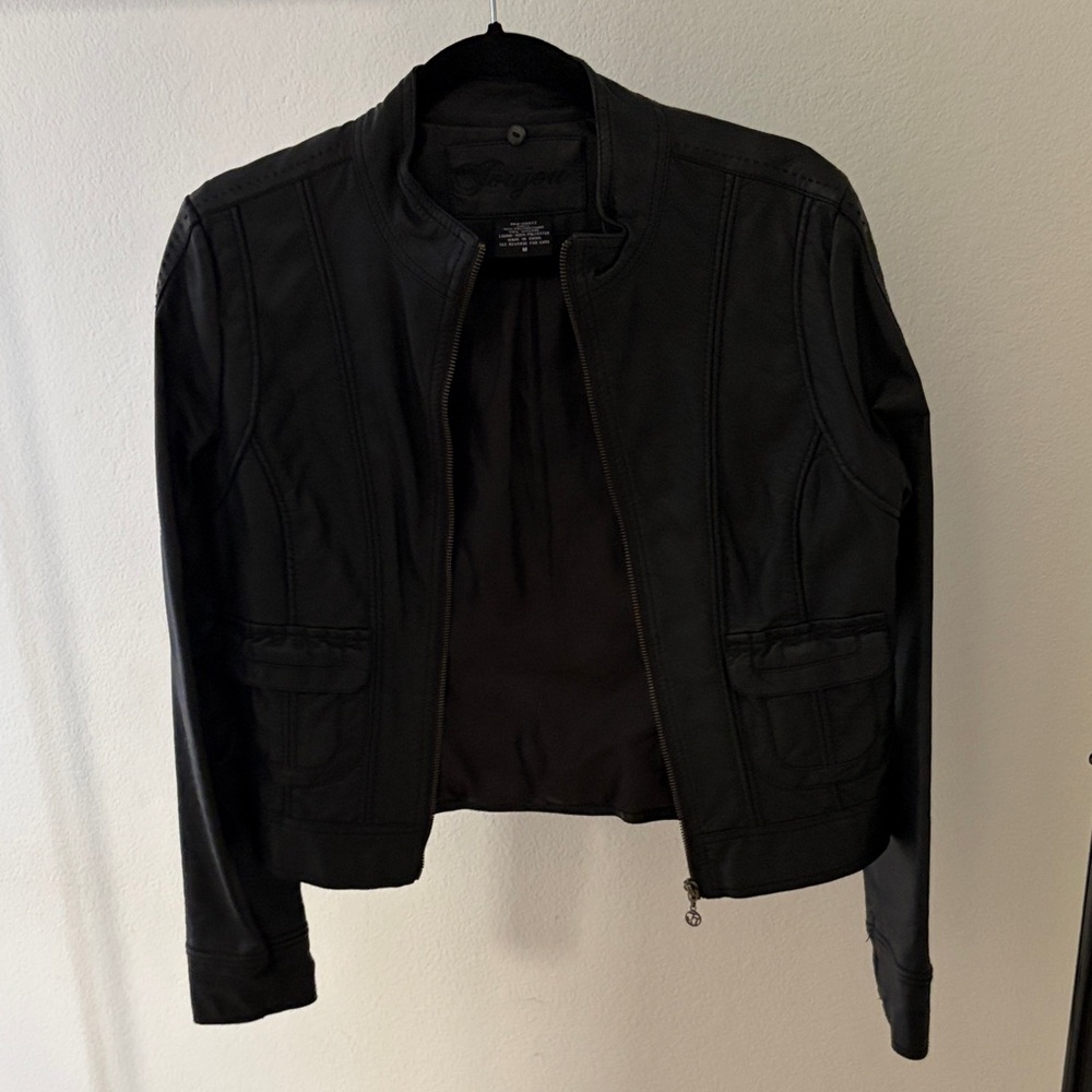 Jou Jou Women's Black Leather Jacket